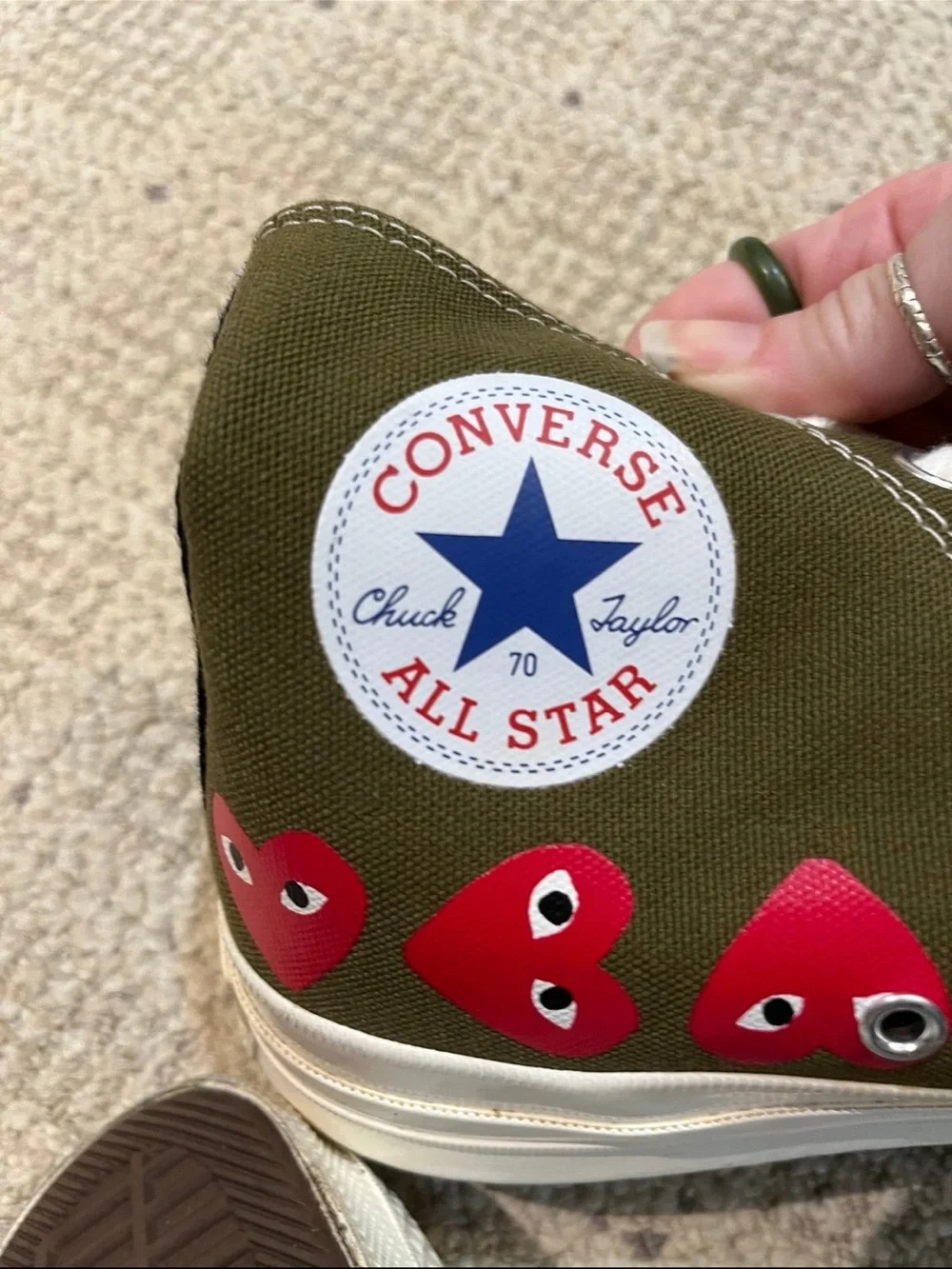 Converse Comme des Garçons Play x Chuck 70 Ні Top Multi Heart Sneakers. - Picture 10 of 10